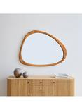 West Elm Mid Century Asymmetrical Acacia Wood Wall Mirror, 103 x 129cm, Acorn