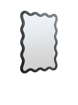 West Elm Wavy Mango Wood Wall Mirror, 120 x 89cm, Black