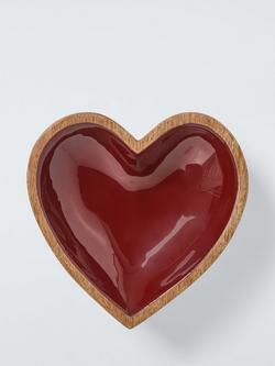 John Lewis Heart Small Bowl, 15cm, FSC-Certified (Mango Wood), Natural/Red - view 2, Red