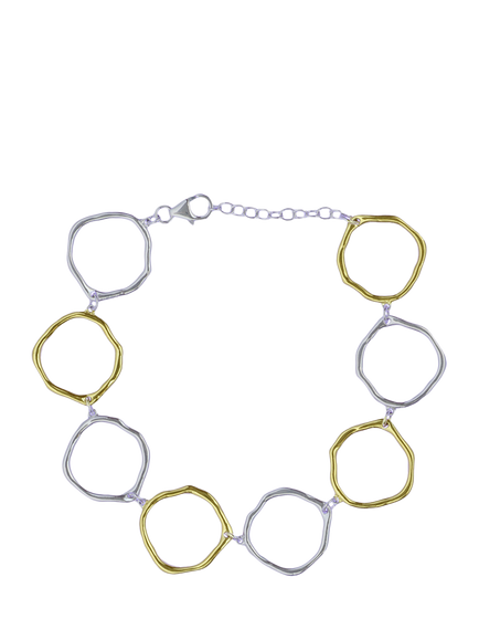 Nina B Organic Circles Chain Bracelet, Silver/Gold, Silver/Gold