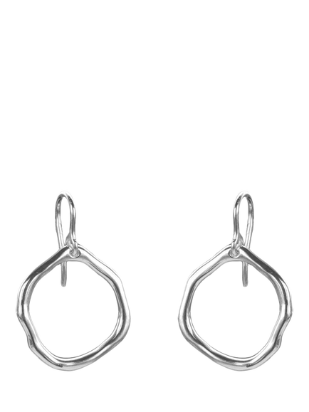 Nina B Rugged Circle Drop Earrings, Silver, 