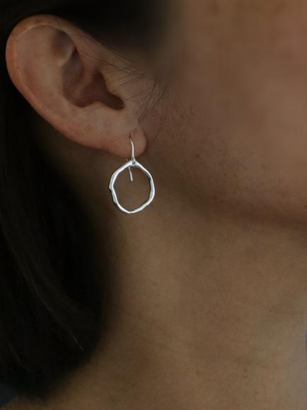 Nina B Rugged Circle Drop Earrings, Silver - view 2, 