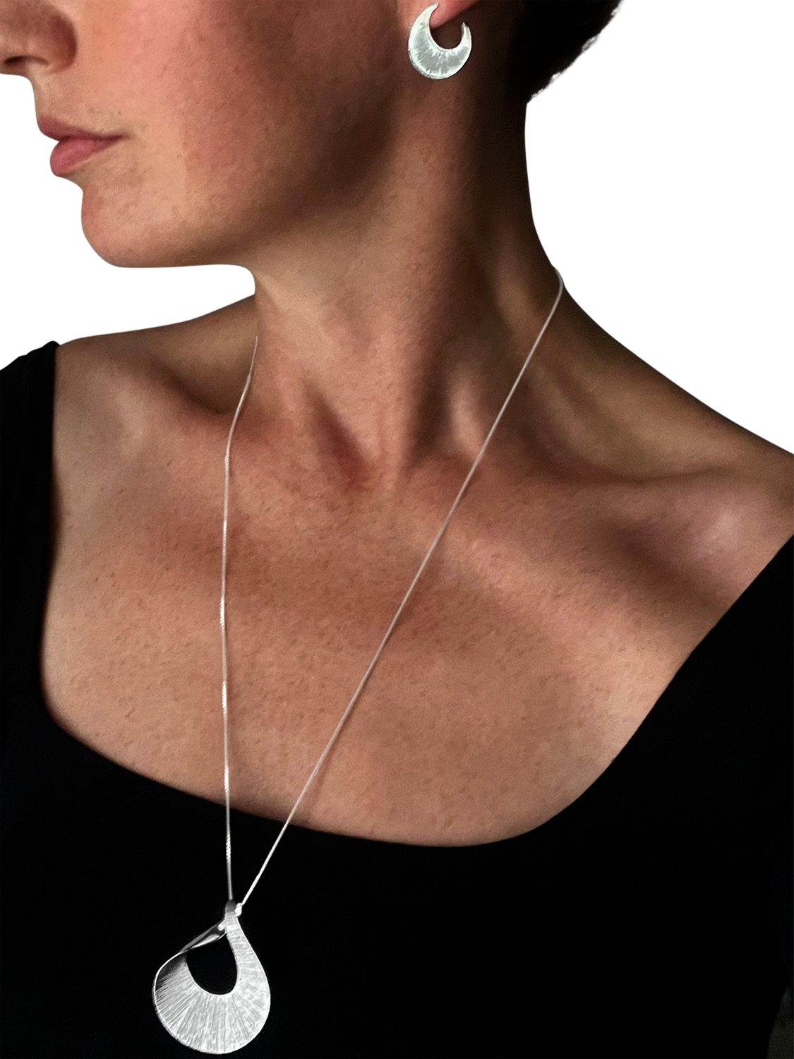 Product image 3 of 4, which shows Nina B Fluted Hoop Earrings, Silver