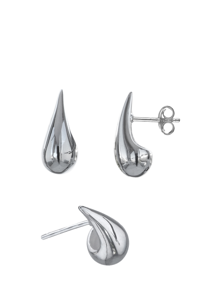 Nina B Domed Teardrop Stud Earrings, Silver, 