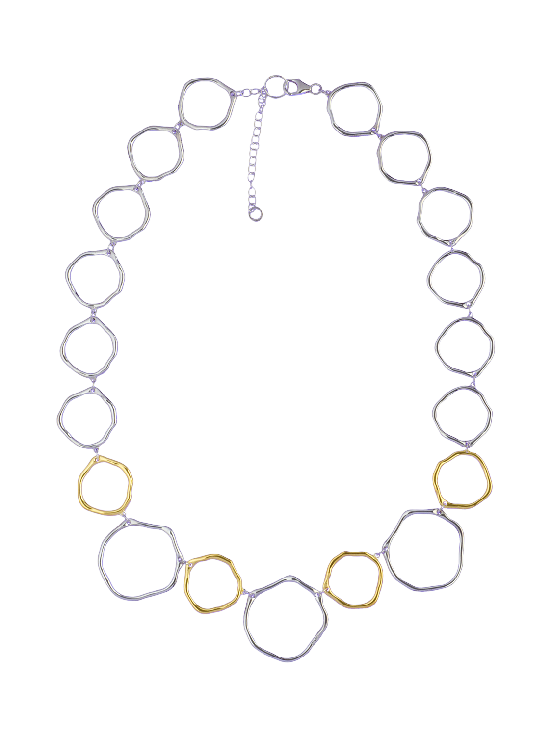 Product image 1 of 4, which shows Nina B Organic Circles Collar Necklace, Silver/Gold