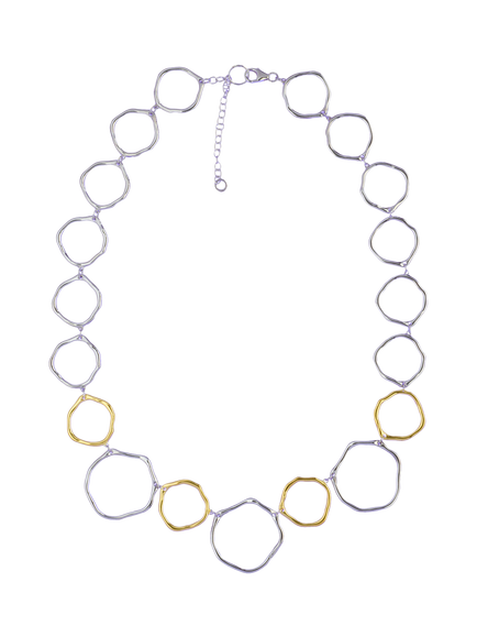 Nina B Organic Circles Collar Necklace, Silver/Gold, Silver/Gold