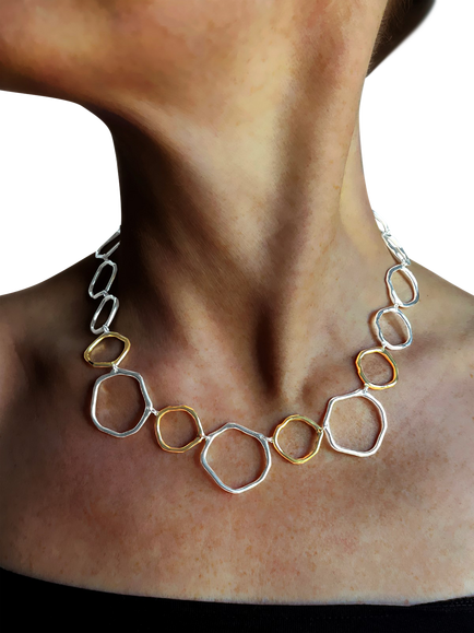 Nina B Organic Circles Collar Necklace, Silver/Gold - view 2, Silver/Gold