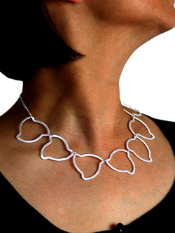 Nina B Brushed Rugged Triangles Collar Necklace, Silver - view 2, 