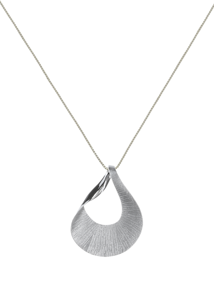 Nina B Fluted Curved Pendant Necklace, Silver, Silver