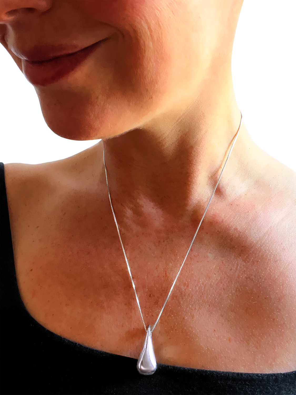 Product image 2 of 4, which shows Nina B Teardrop Pendant Necklace, Silver