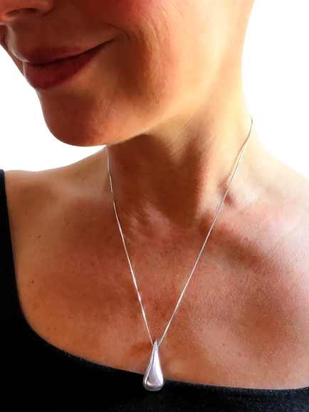 Nina B Teardrop Pendant Necklace, Silver - view 2, Silver
