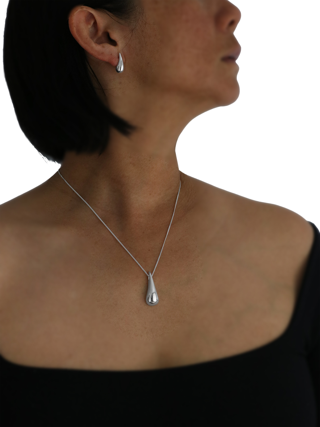 Product image 3 of 4, which shows Nina B Teardrop Pendant Necklace, Silver