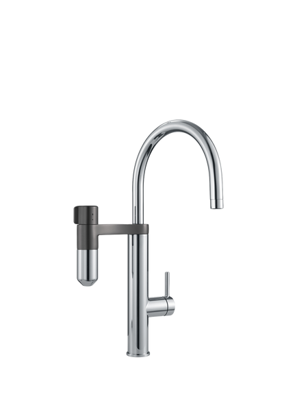 Franke Vital Capsule Swivel J Spout 2 Lever 3-in-1 Water Filter Kitchen Tap, Chrome Gunmetal