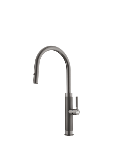 Franke Mythos Masterpiece Pull-Out Nozzle Swivel J Spout Single Lever Kitchen Mixer Tap, Anthracite