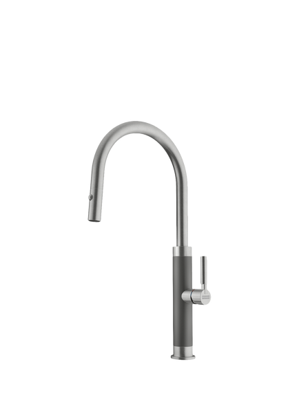 Franke Mythos Masterpiece Pull-Out Nozzle Swivel J Spout Single Lever Kitchen Mixer Tap, Stainless Steel