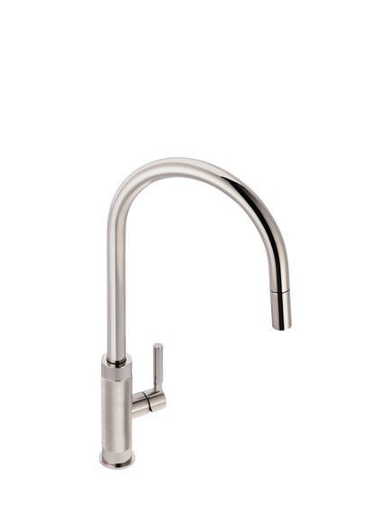 Franke Tessuto Pull-Out Nozzle Swivel J Spout Single Side Lever Kitchen Mixer Tap, Polished Nickel, Polished Nickel