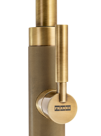 Franke Tessuto Swivel L Spout Single Side Lever Kitchen Mixer Tap - view 2, Brass