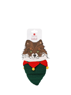 Talking Tables Christmas Elf Crochet Dog Bandana, Multi, Multi