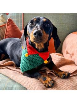 Talking Tables Christmas Elf Crochet Dog Bandana, Multi - view 2, Multi