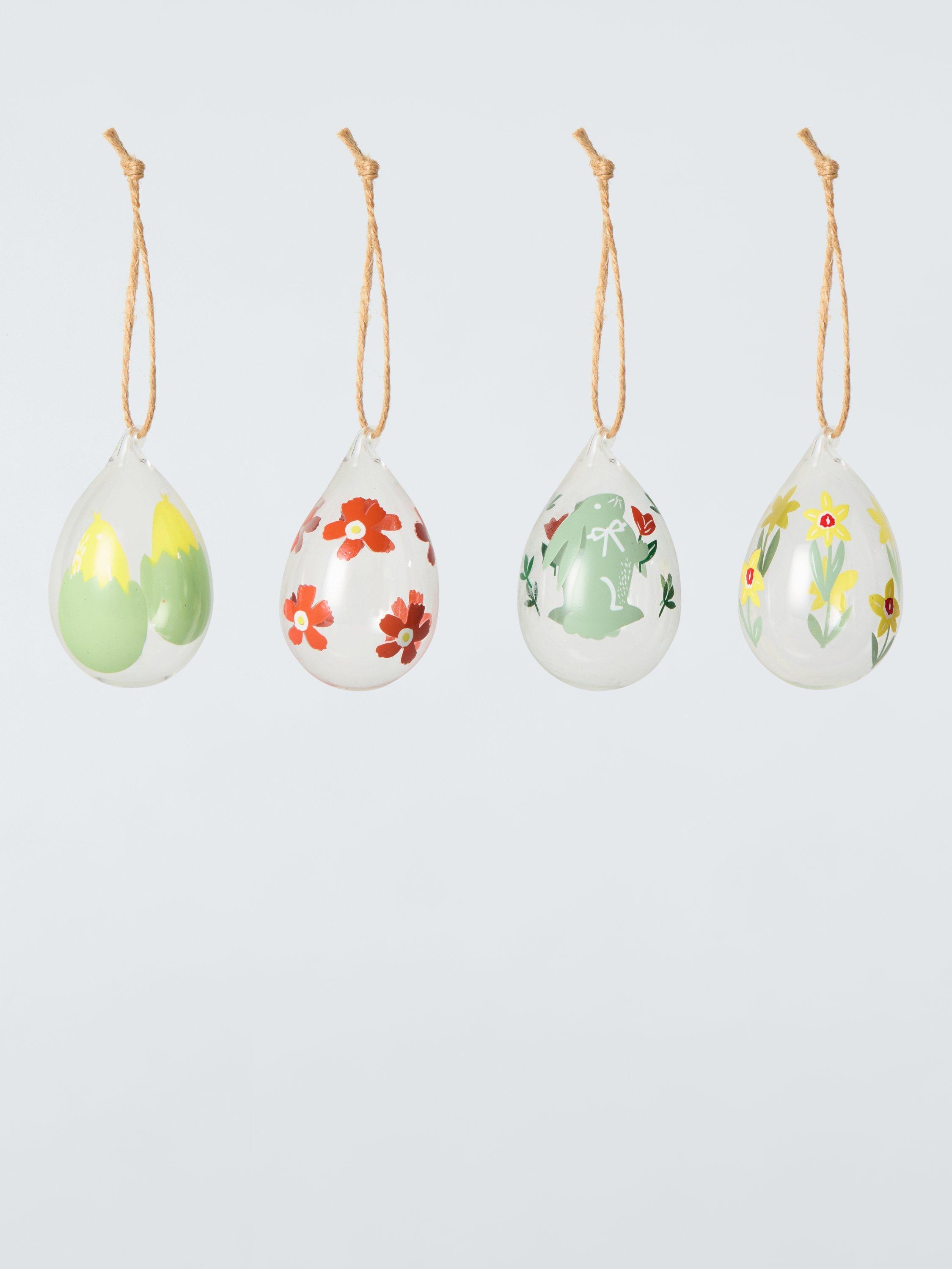 John Lewis Clear Glass Egg Hanging Decoration, Pack of 4