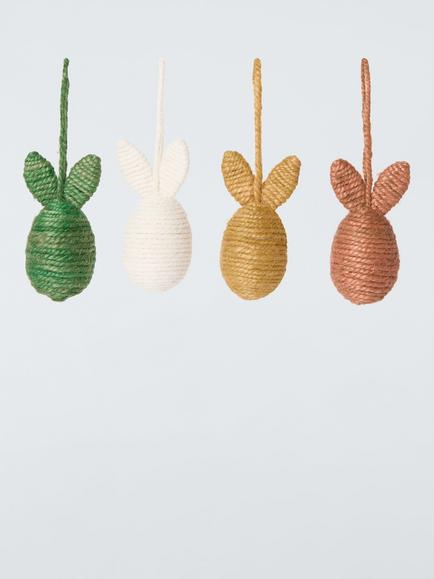 John Lewis Jute Hanging Bunny Ears, Pack of 4, 