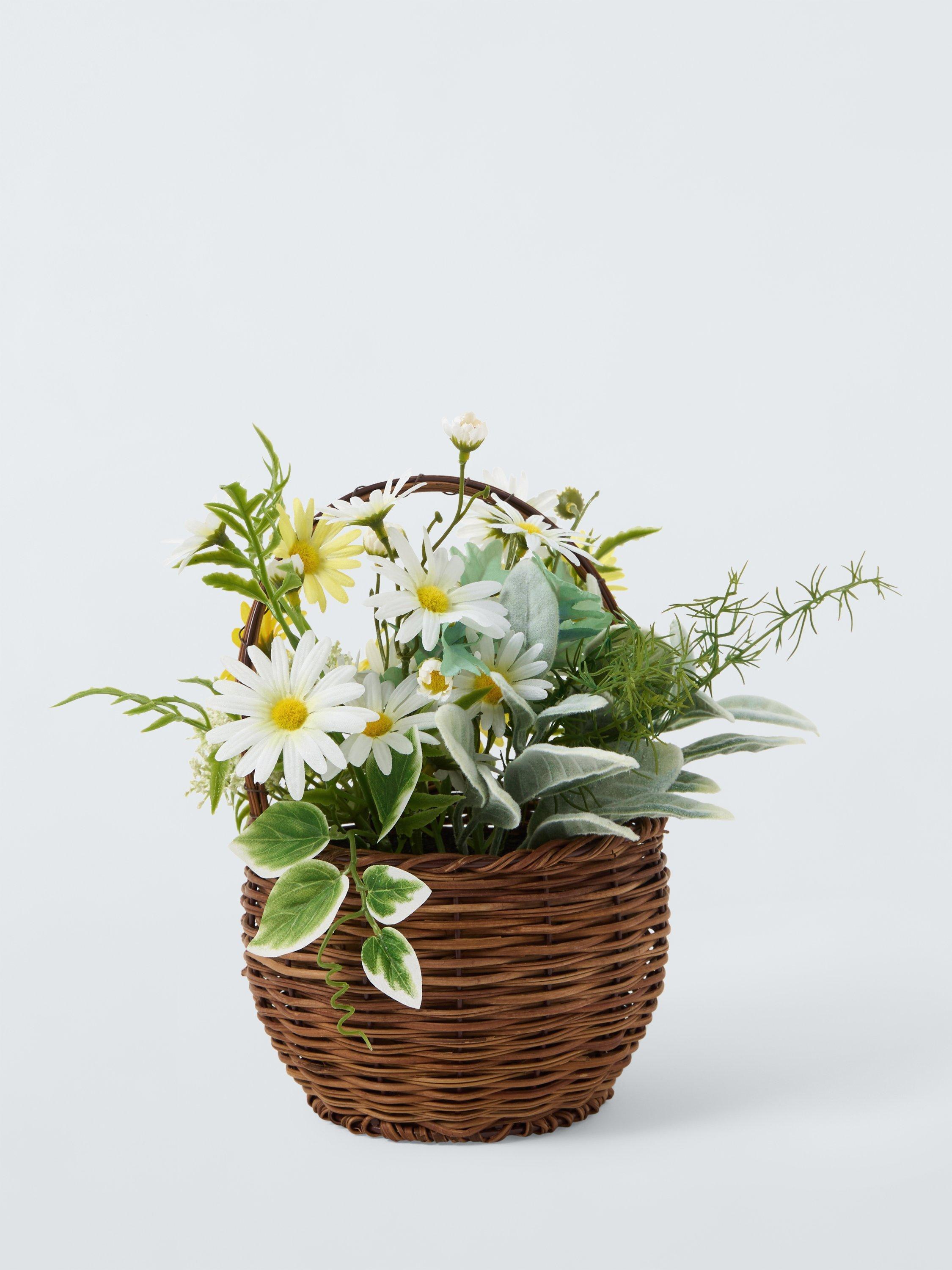John Lewis Faux Flowers Wicker Basket Decoration