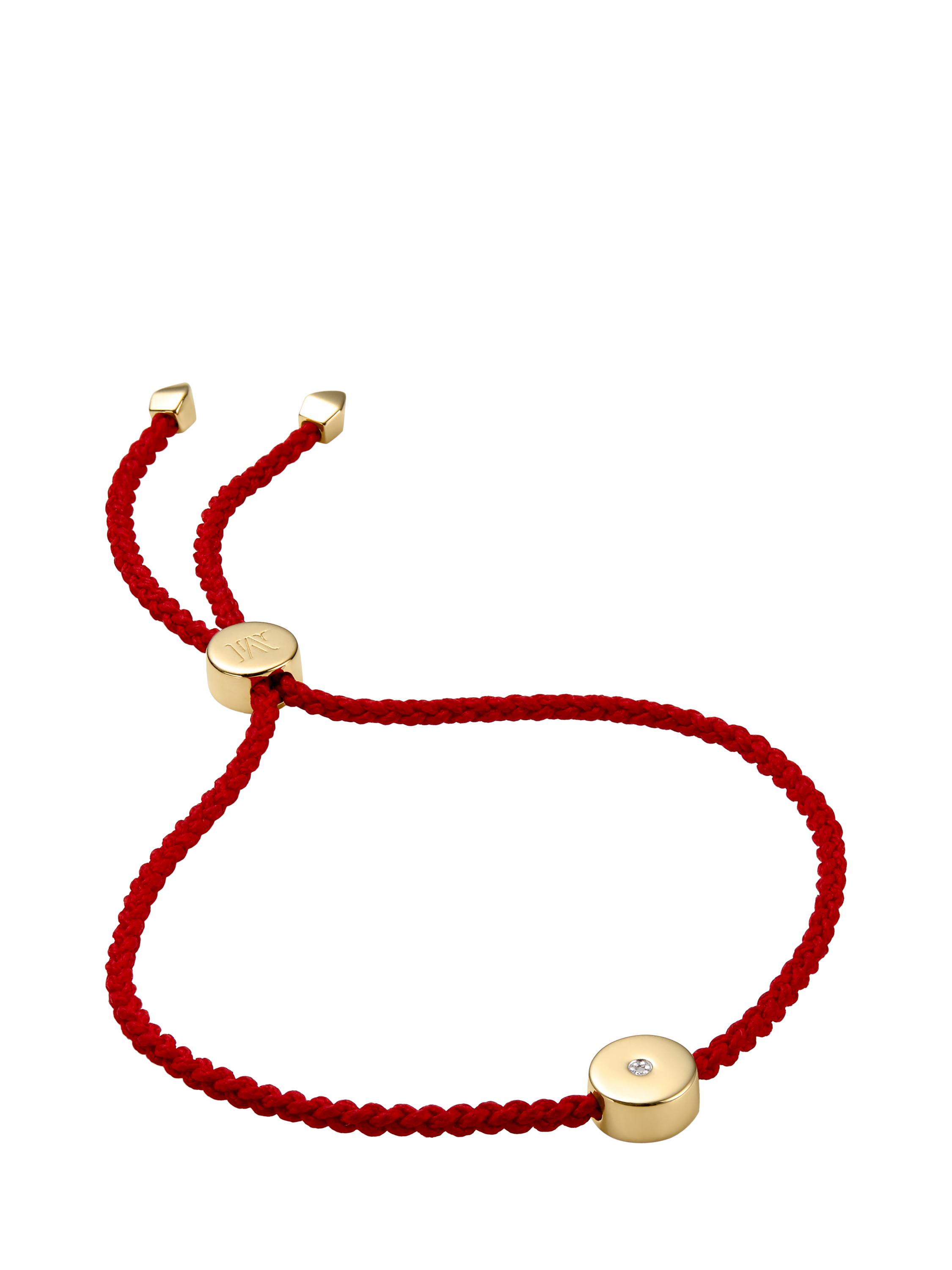 Monica Vinader Lab Grown Diamond Linear Cord Bracelet Gold Red