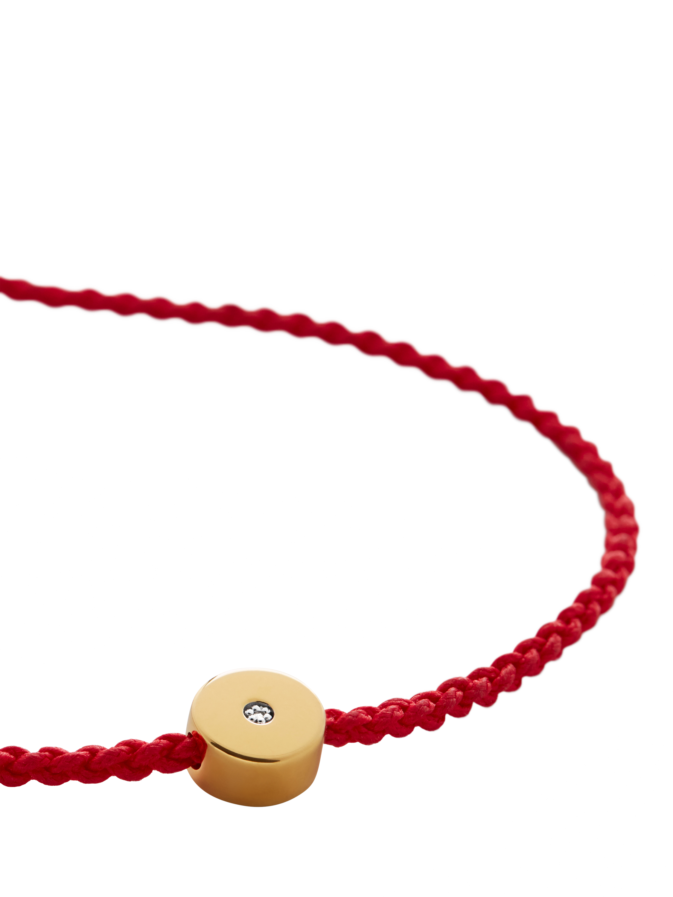 Product image 2 of 4, which shows Monica Vinader Lab Grown Diamond Linear Cord Bracelet, Gold/Red