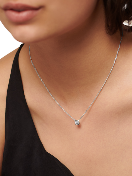 Monica Vinader Solitaire Lab Grown Diamond Pendant Necklace - view 2, Silver