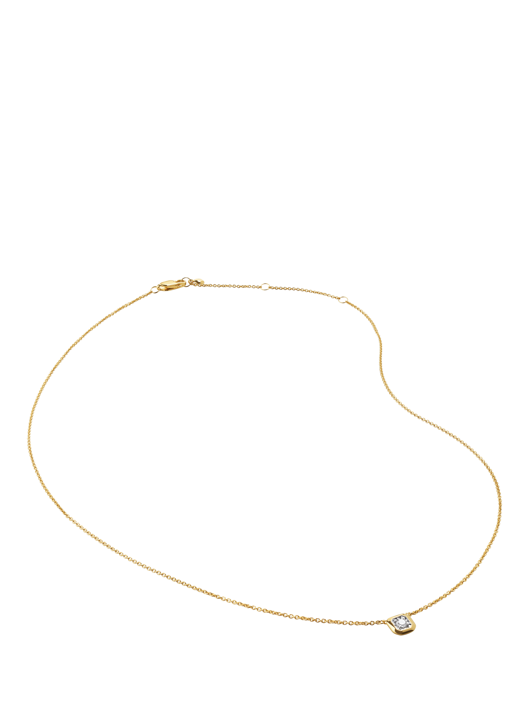 Product image 1 of 5, which shows Monica Vinader Solitaire Lab Grown Diamond Pendant Necklace, Gold