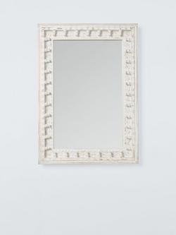John Lewis Rajasthan Carved Wood Rectangular Wall Mirror, 70 x 50cm, FSC-Certified (Mango Wood), White, White