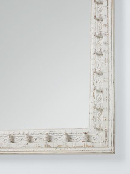 John Lewis Rajasthan Carved Wood Rectangular Wall Mirror, 70 x 50cm, FSC-Certified (Mango Wood), White - view 2, White