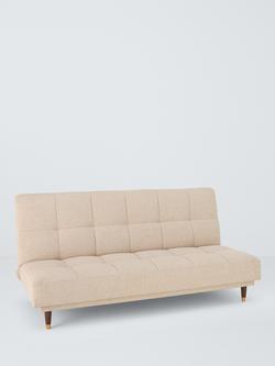 John Lewis Linear Medium 2 Seater Sofa Bed, Brass Leg, Latte Textured