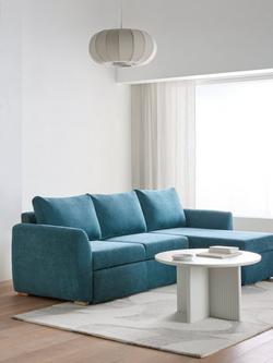 John Lewis Sansa Splayed Arm Sofa Bed with Storage - view 2, Easy Clean Chenille Teal
