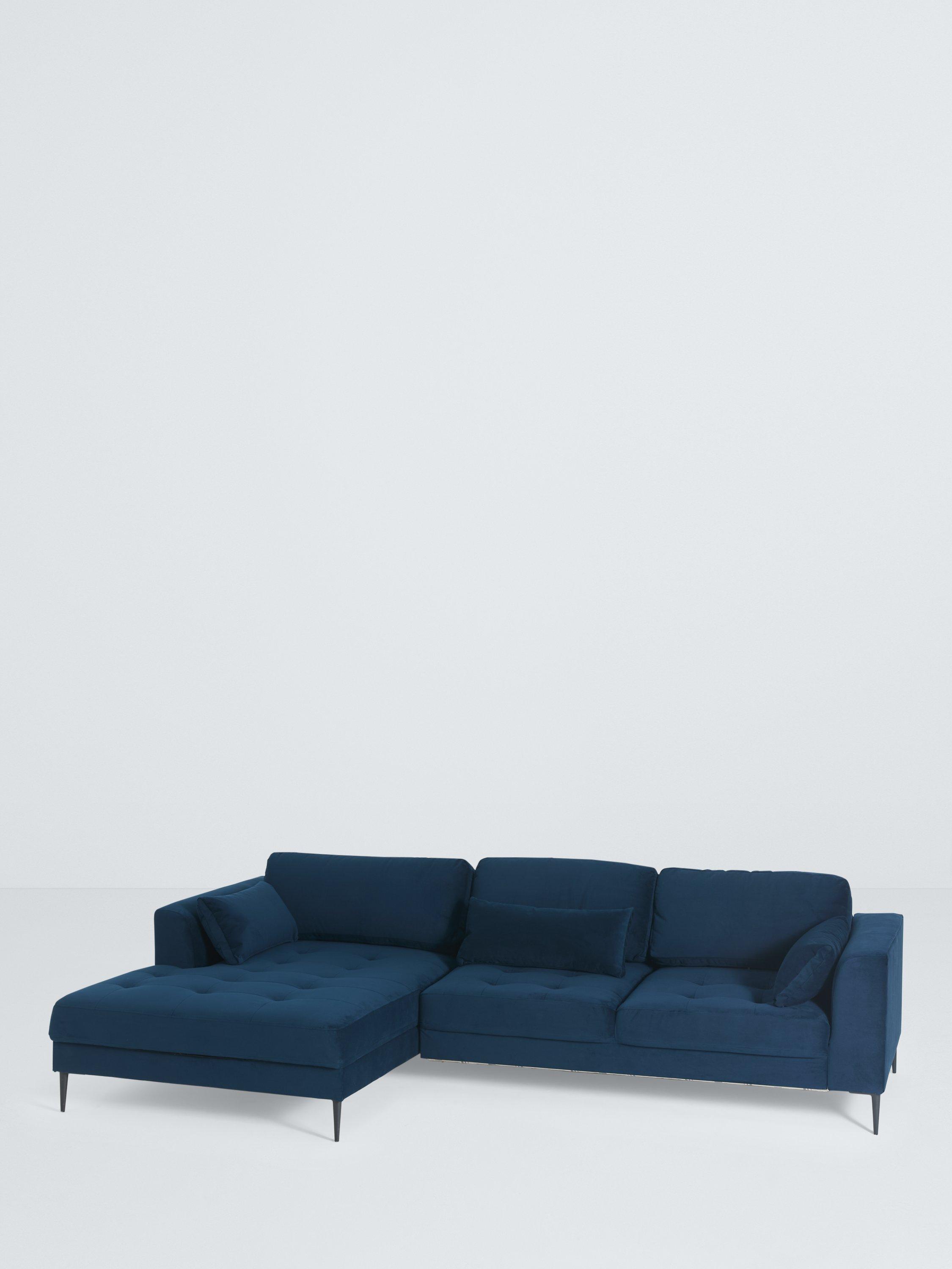 Siesta Range, John Lewis Siesta LHF Chaise Sofa Bed, Dark Leg, Plush Vel Indigo