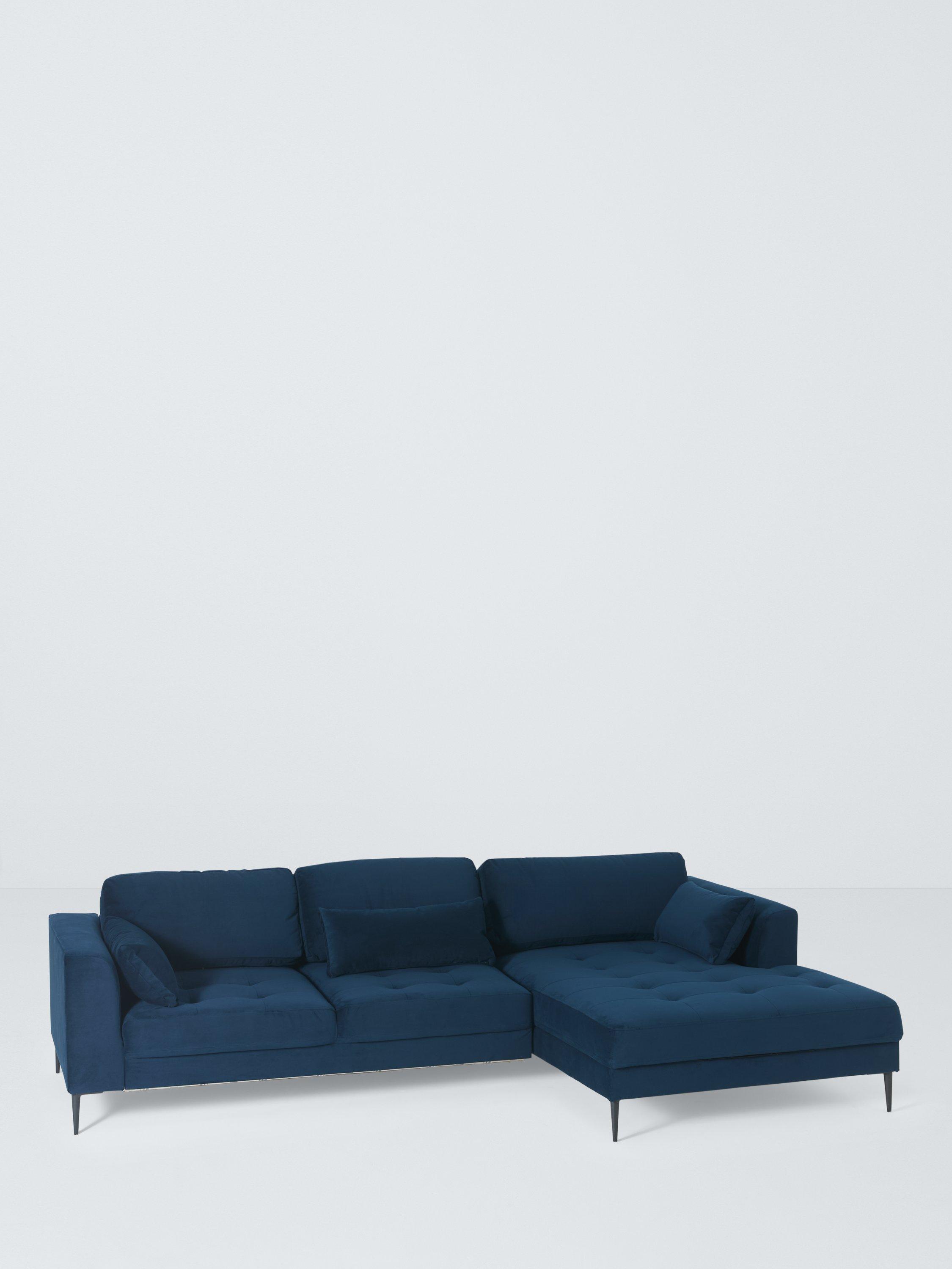 Siesta Range, John Lewis Siesta RHF Chaise Sofa Bed, Dark Leg, Plush Vel Indigo
