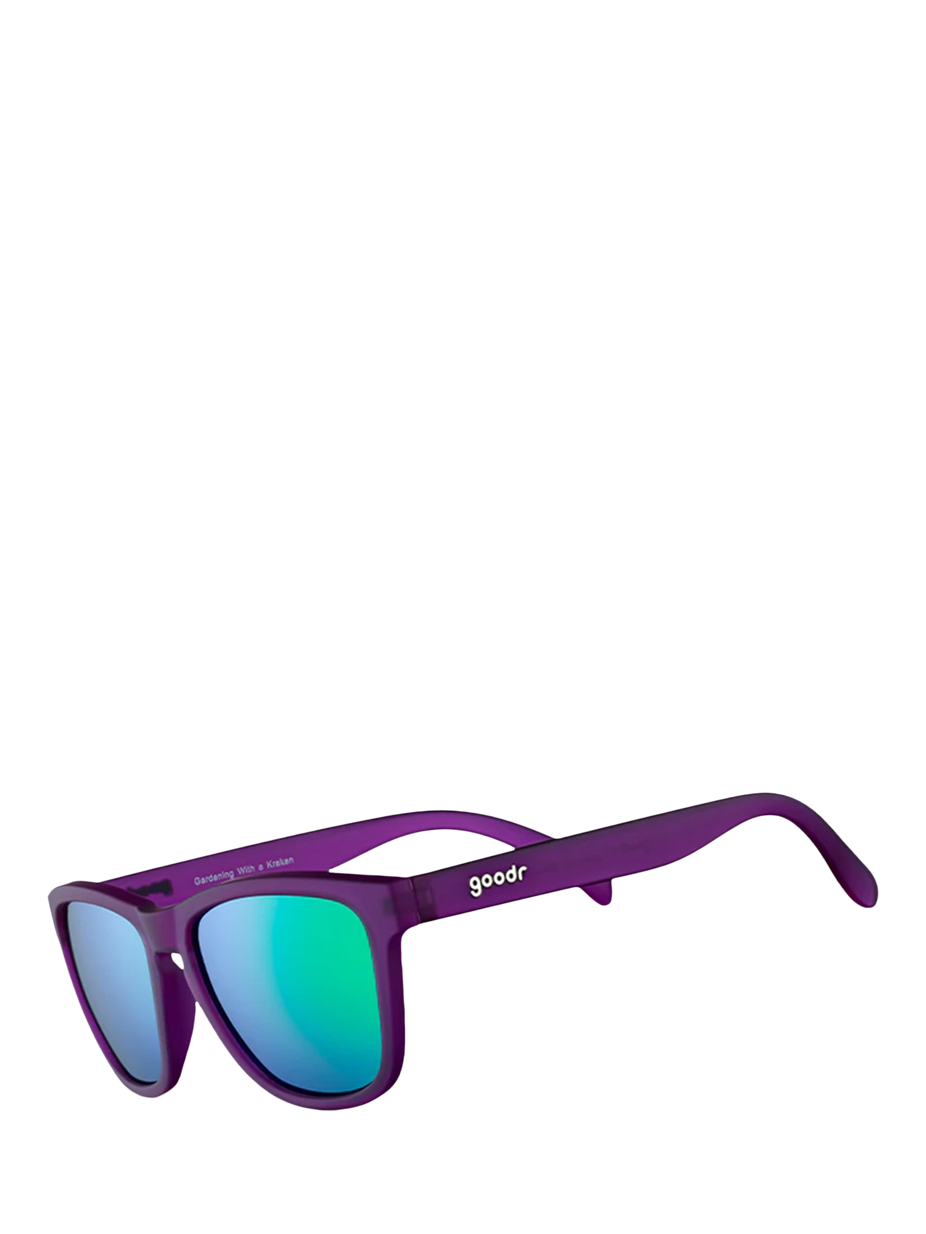 Product image 2 of 5, which shows goodr Gardening with a Kraken Unisex Oval Sunglasses, Purple