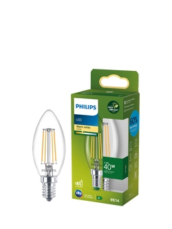 Philips Ultra Efficient 2.3W E14 LED Candle Bulb, White/Clear, White