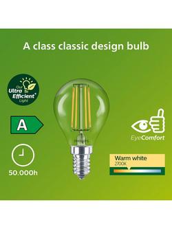 Philips Ultra Efficient 2.3W E14 LED Classic Bulb, Warm White - view 2, White White