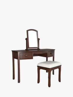 Laura Ashley Broughton Dressing Table, Stool & Mirror Set, Dark Brown, Dark