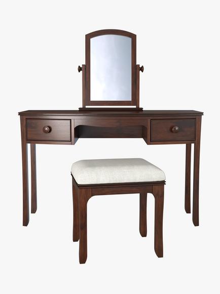 Laura Ashley Broughton Dressing Table, Stool & Mirror Set, Dark Brown - view 2, Dark