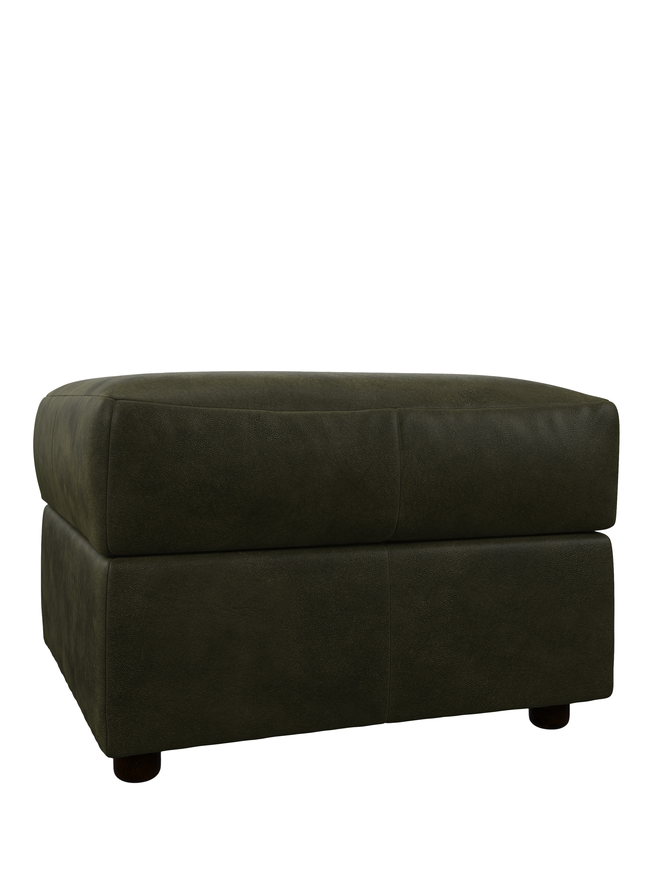 Oli Range, John Lewis Oliver Leather Footstool, Dark Leg, Demetra Green