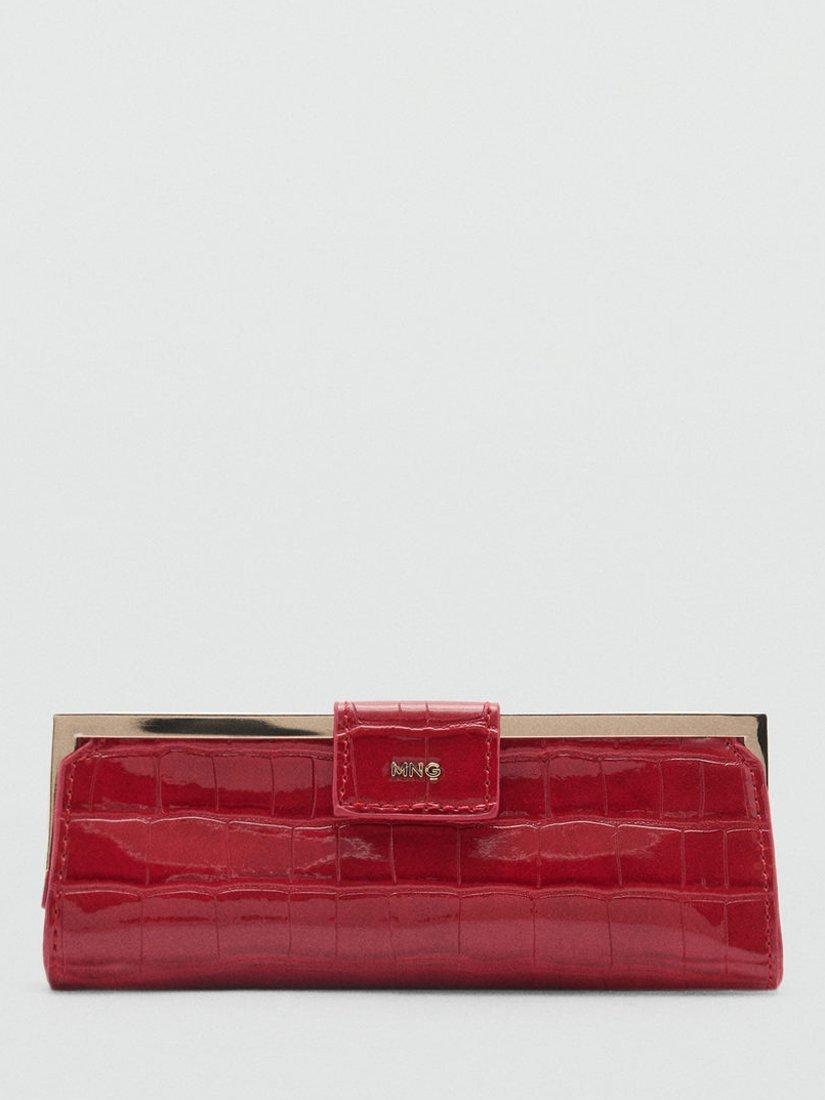 Mango Butter Croc Effect Clutch Bag, Red