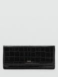 Mango Butter Croc Effect Large Flapover Purse, Black