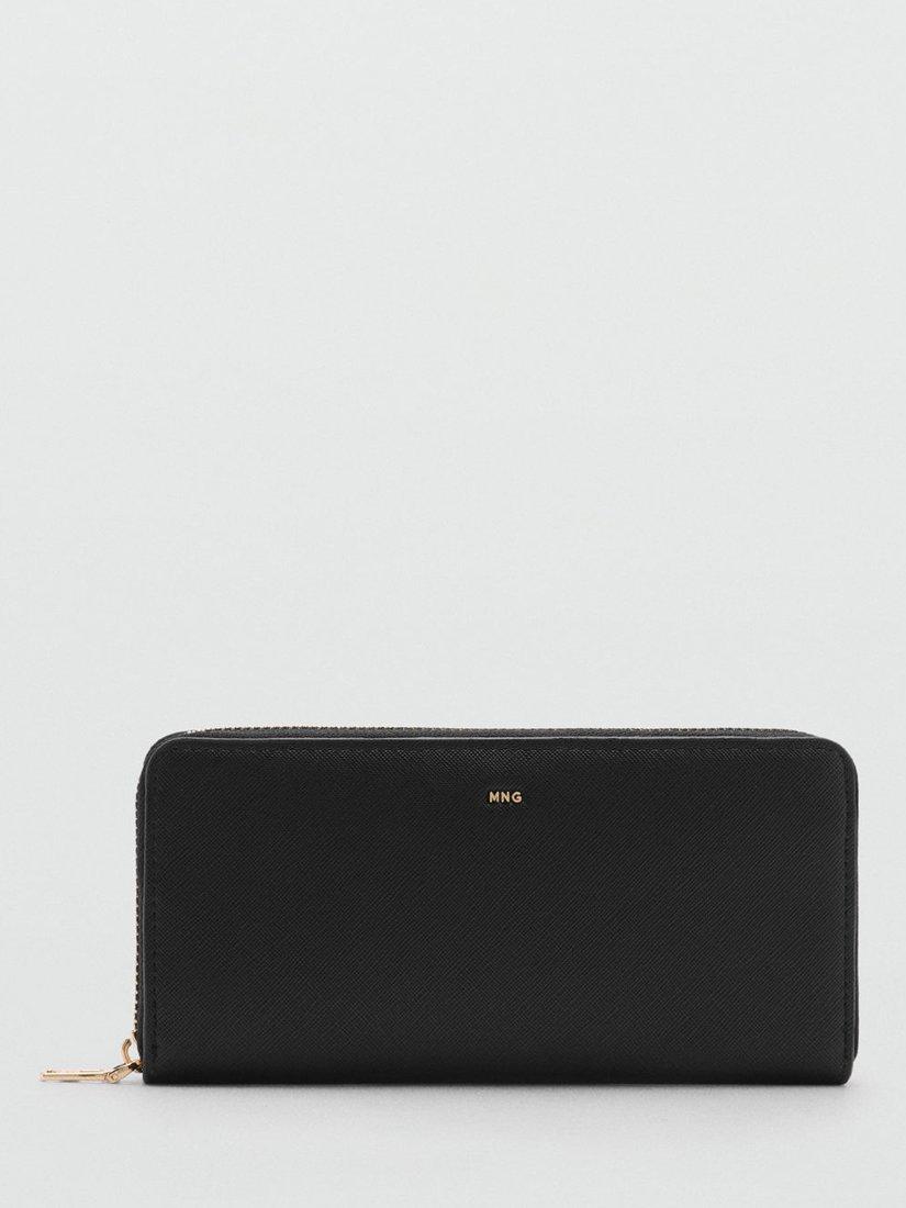 Mango Martes Large Zip-Around Purse, Black