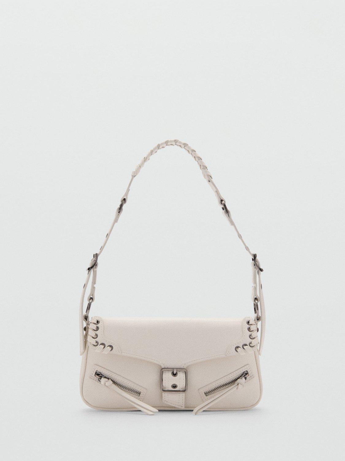Mango Valentin Buckle Detail Shoulder Bag, White