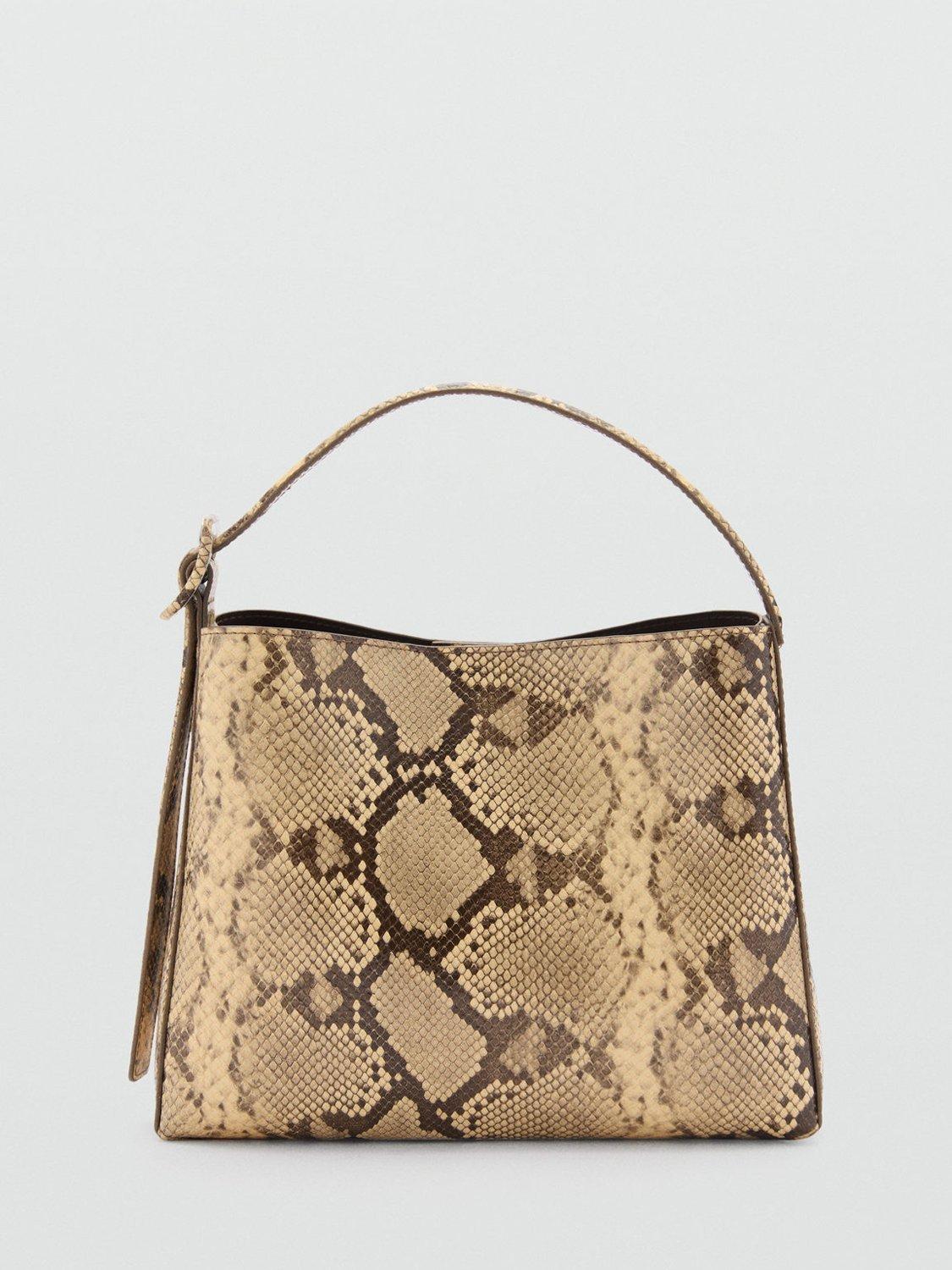 Mango Winnie Snake Effect Grab Bag, Beige/Multi