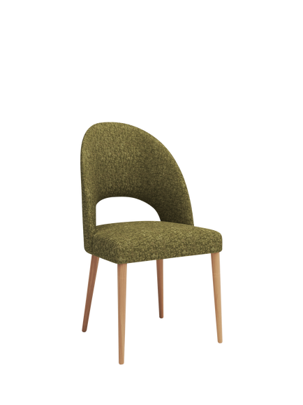 John Lewis Moritz II Boucle Yarn Dining Chair, Green/Oak, Avellino Hunter