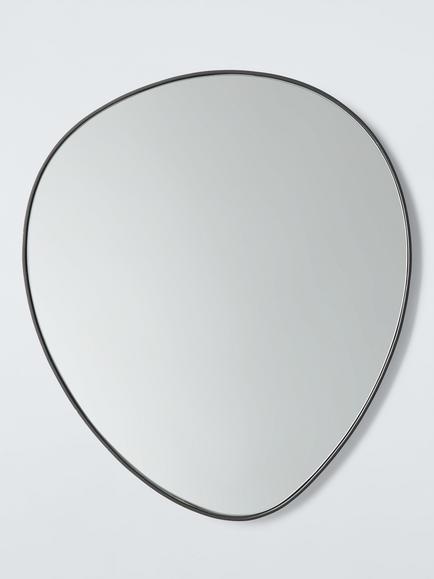 John Lewis Scandi Pebble Aluminium Wall Mirror,  61 x 53cm, Black, Black