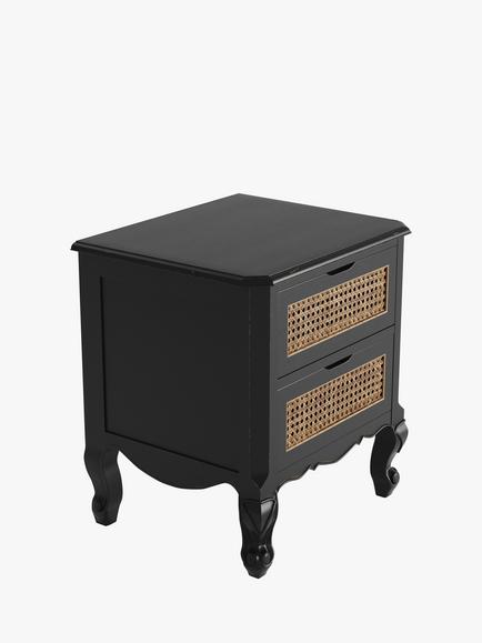 Laura Ashley Montpellier 2 Drawer Bedside Table, Black, Black